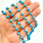 Load image into Gallery viewer, Turquoise Round Shape Oxidized Wire Chain