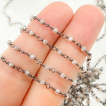 Load image into Gallery viewer, Coated Peach Moonstone Oxidized Wire Chain.