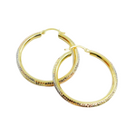 Load image into Gallery viewer, 14K Gold Tri-Color Hoop Earrings with Engraved Tornado Design.