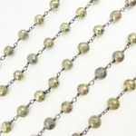 Load image into Gallery viewer, Pyrite Faceted Round Shape Oxidized Wire Chain.