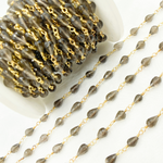 Load image into Gallery viewer, Smoky Quartz Tear Drop Shape Gold Plated Wire Chain.