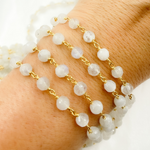 Load image into Gallery viewer, White Rainbow Moonstone Gold Plated Wire Chain. MS55