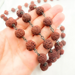 Load image into Gallery viewer, Wood Round Shape Oxidized Wire Chain