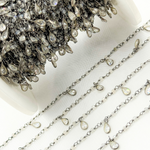 Load image into Gallery viewer, Labradorite & CZ Dangle Oxidized Wire Chain.