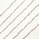 Load image into Gallery viewer, Coated Peach Moonstone Oxidized Wire Chain.