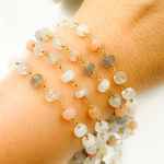 Load image into Gallery viewer, Multi Moonstone Gold Plated 925 Sterling Silver Wire Chain