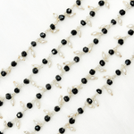 Load image into Gallery viewer, Black Spinel & Pearl Dangle 925 Sterling Silver Wire Chain.