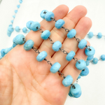 Load image into Gallery viewer, Turquoise Rondel Shape Oxidized Wire Chain.