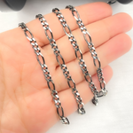 Load image into Gallery viewer, Black Rhodium & Sterling Silver Figaro Link Chain
