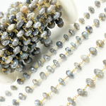 Load image into Gallery viewer, Coated Labradorite Faceted Rondel Gold Plated Wire Chain.