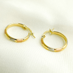Load image into Gallery viewer, 14K Solid Tri-Tone Gold Earrings Circle Shape Hoop.