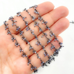 Load image into Gallery viewer, Coated Blue Moonstone Cluster Dangle Oxidized Wire Chain. CMS90