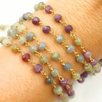 Load image into Gallery viewer, Multi Sapphire Gold Plated Wire Chain