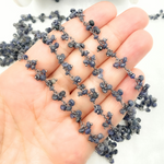 Load image into Gallery viewer, Dyed Blue Sapphire Cluster Dangle Oxidized Wire Chain.