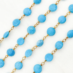Load image into Gallery viewer, Turquoise Coin Shape Gold Plated Wire Chain.