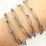 Load image into Gallery viewer, Oxidized Sterling Silver Flat Paperclip Link Chain