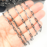 Load image into Gallery viewer, Z56SBDC. 925 Sterling Silver & Black Rhodium Diamond Paperclip Chain