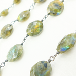 Load image into Gallery viewer, Labradorite Oval Shape Oxidized Wire Chain.