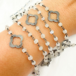 Load image into Gallery viewer, Moonstone with Marquis Shape Oxidized Wire Chain. WMS29