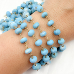 Load image into Gallery viewer, Turquoise Rondel Shape Gold Plated Wire Chain
