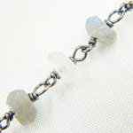 Load image into Gallery viewer, Labradorite & White Rainbow Moonstone Oxidized Wire Chain.