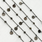 Load image into Gallery viewer, Pyrite and Dangle Disc Oxidized Connected Wire Chain.