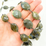 Load image into Gallery viewer, Labradorite Oval Shape Oxidized Wire Chain.