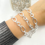 Load image into Gallery viewer, 925 Sterling Silver Smooth Oval and Round Link Chain