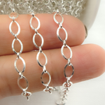 Load image into Gallery viewer, V177SS. Sterling Silver Diamond Cut Oval & Flat Round Link Chain