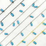 Load image into Gallery viewer, Blue Cubic Zirconia Rectangle Shape Dangle Chain