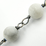 Load image into Gallery viewer, Howlite Gemstone Round Shape Oxidized Wire Chain