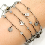 Load image into Gallery viewer, Labradorite and Dangle Disc Oxidized Wire Chain