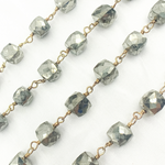 Load image into Gallery viewer, Pyrite Cube Shape Gold Plated Wire Chain