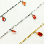 Load image into Gallery viewer, Red Color Cubic Zirconia Pear Shape Dangle Chain