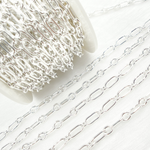 Load image into Gallery viewer, 925 Sterling Silver Hollow Smooth Paperclip Long & Short Link Chain.