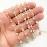 Load image into Gallery viewer, Pink Opal 925 Sterling Silver Wire Chain.