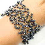 Load image into Gallery viewer, Dyed Blue Sapphire Cluster Dangle Gold Plated Wire Chain.