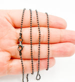 Load image into Gallery viewer, Black Rhodium 925 Sterling Silver Ball 1mm Necklace Chain. 20Necklace