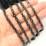 Load image into Gallery viewer, Z90BS. Black Rhodium Shinny Silver Rectangle Diamond Cut Heavy Cable