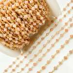 Load image into Gallery viewer, Coated Peach Moonstone Gold Plated Wire Chain