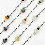 Load image into Gallery viewer, Multi Gemstone Oxidized Connected Wire Chain.