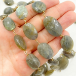 Load image into Gallery viewer, Labradorite Oval Shape Gold Plated Wire Chain