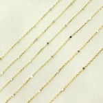 Load image into Gallery viewer, 14k Solid Gold Satellite Silver Gold Cube Chain