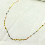 Load image into Gallery viewer, 14K Solid Tri-Color Diamond Cut Marina Link and Smooth Oval Link Chain