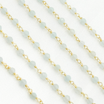 Load image into Gallery viewer, Coated Milky Aquamarine Gold Plated Wire Chain.