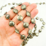 Load image into Gallery viewer, Pyrite Coin Shape Oxidized Wire Chain.