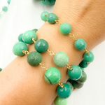 Load image into Gallery viewer, Chrysoprase Round Shape Gold Plated Wire Chain.