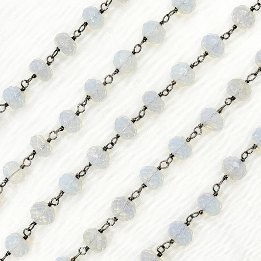 Opalite Rondel Shape Oxidized Wire Chain.