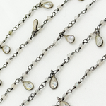 Load image into Gallery viewer, Labradorite & CZ Dangle Oxidized Wire Chain.