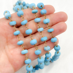 Load image into Gallery viewer, Turquoise Rondel Shape Gold Plated Wire Chain